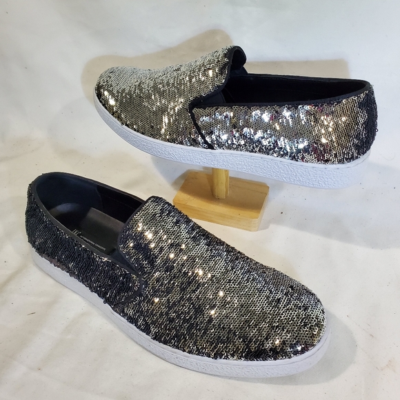 INC International Concepts Other - Men's Silver Flash Sequin Slip On Casual Sneakers
